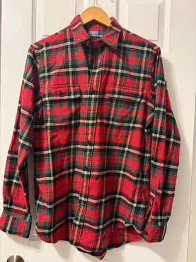 Polo by Ralph Lauren Red and Green Plaid Button-Down Flannel